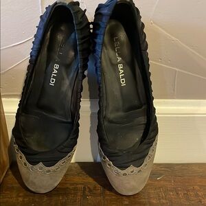 Black and Gray Flats with Layered Design